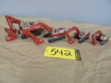 Set Of 4 Poclain Excavator Toys, Made In France