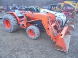 Kubota L4400 4wd w/ LA703 Loader, R4 Tires, Gear Drive, SSL Quick Attach, 1