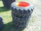 (4) New 10-16.5 Skid Steer Tires On 8 Bolt Bobcat Orange Rims