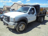 05 Ford F550 4x4 Dump Truck w/ 9' Fisher Plow, Power Stroke Diesel, Automat