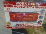 New Red 10' 15 Drawer Work Bench