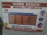 New 7' 20 Drawer Work Bench w/ Wood Look