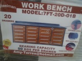 New 7' 20 Drawer Work Bench w/ Wood Look