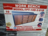 New 7' 10 Drawer Work Bench w/ Wood Grain Look
