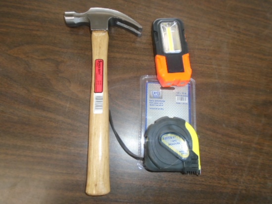 Hammer, Work Light, Tape Measure Bundle