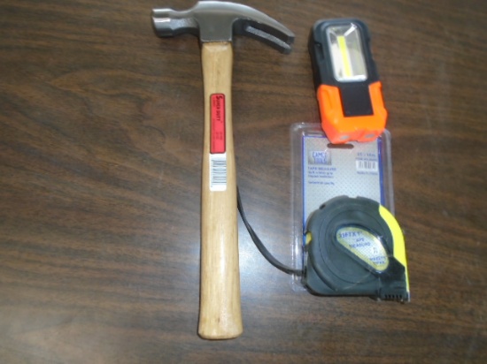 Hammer, Work Light, Tape Measure Bundle