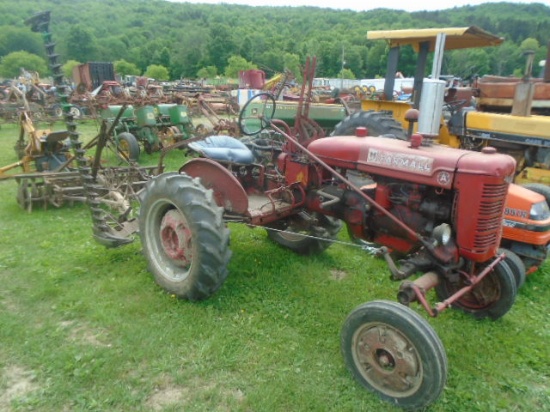 Farmall A Antique Tractor w/ Sicklebar Mower, Runs Good, Front Weights, Bel