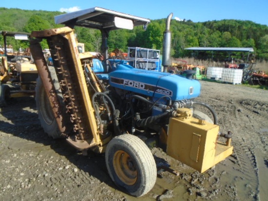 Ford New Holland 4630 Turbo Tractor w/ Alamo Side Flail Mower, Shuttle Shif