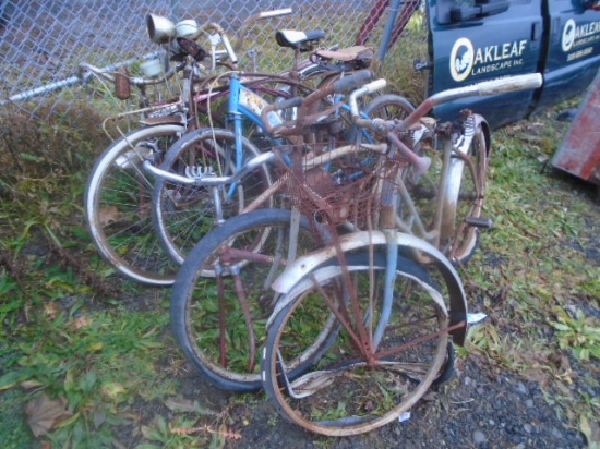 (6) Antique Bicycles, 1 Has An Engine, All In Need Of Repair