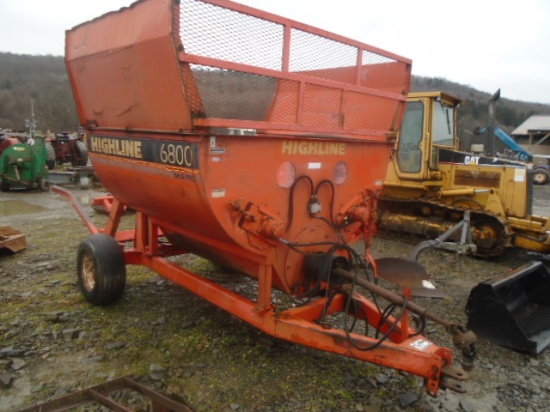 Highline 6800 Bale Pro Pull Type Bale Processor, Rear Bale Loading Arm, 100