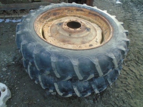 Set Of Like New Firestone 12.4-38 Tires On 9 Bolt Rims x2