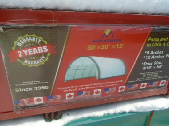 30x20x12 Round Top Storage Shelter, Unused