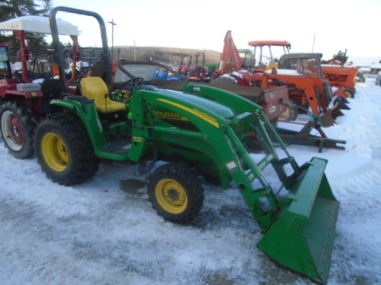 John Deere 4400 Compact Tractor w/ JD 300 CX Loader, Sync Reverser, R4 Tire