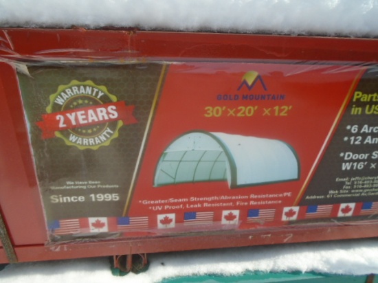 30x20x12 Round Top Storage Shelter, Unused
