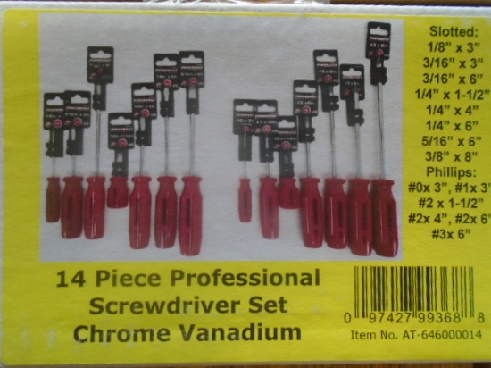 14 Pc Professional Screwdriver Set, Chrome Vanadium