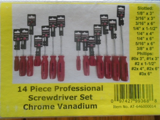 14 Pc Professional Screwdriver Set, Chrome Vanadium