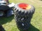 (4) New Camso 10x16.5 Skid Steer Tires On Orange 8 Bolt Rims