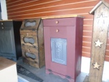 Amish Made Garbage Bin, Red w/ Pressed Tin