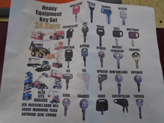 New 24 Pc Heavy Equipment Key Set