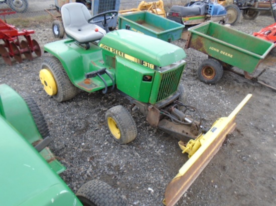 John Deere 318 Garden Tractor, 54" Power Angle Blade, Power Steering, 2755