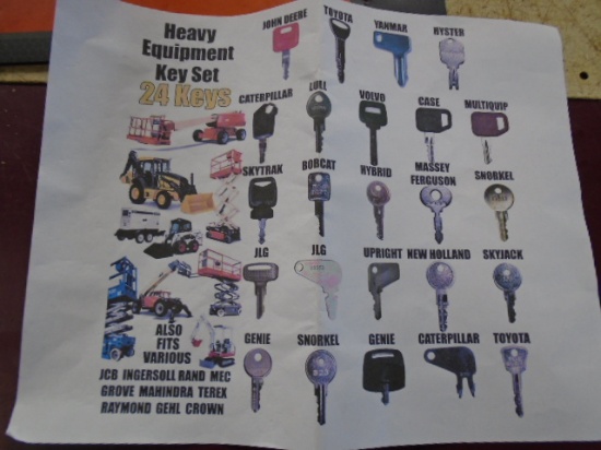 New 24 Pc Heavy Equipment Key Set