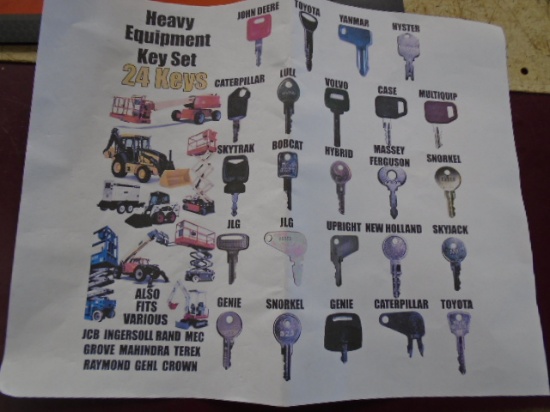 New 24 Pc Heavy Equipment Key Set