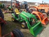 John Deere 1025R Compact Tractor w/ Loader, R4 Industrial Tires, Hydro, 4wd