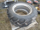 Pair Of 9.5-24 Tires On Rims Off AC B Tractor