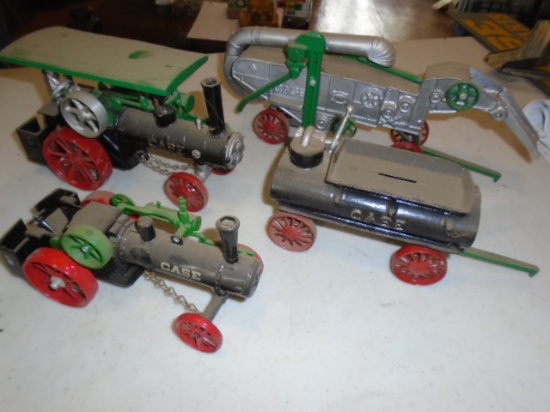 (2) Case Steam Engines, Water Wagon, Thresher