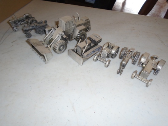 (8) Case Pewter Toys, Tractors, Dozer, Loader