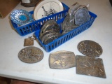 Belt Buckles & Memorbilia. Troy Bilt, case, Hesston, Coca Cola