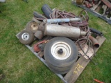 Pallet Of Small Wheels, Cylinders, Mufflers, Hose