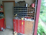 Corner Of Garage Contents To The Right Of Garage Door, Bolt Bins, Organizer