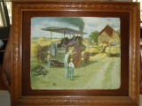 Case Threshing Scene Vaccum Formed Plastic Sign In Wood Frame