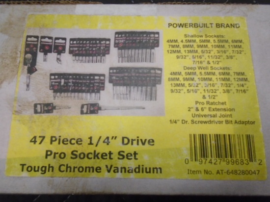 New 47 Piece 1/4" Drive Socket Set