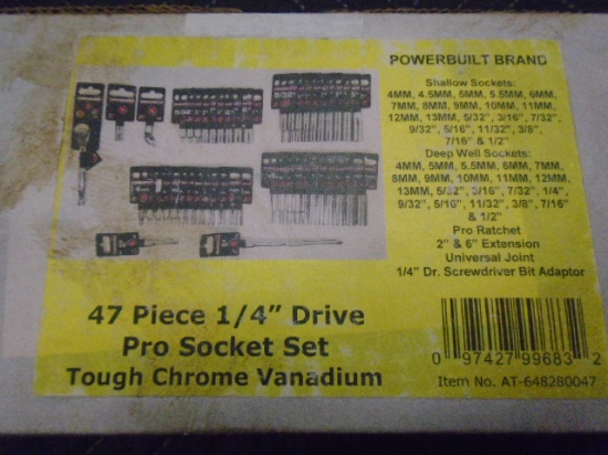 New 47 Piece 1/4" Drive Socket Set