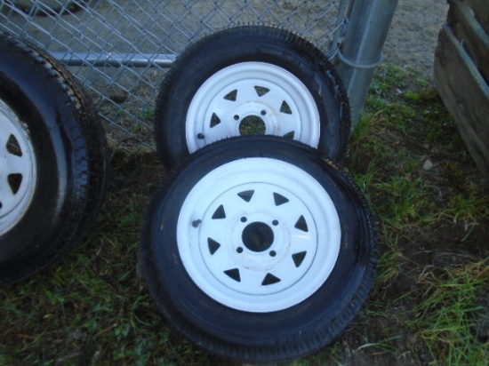 Pair Of 4.00-12 Tires On 4 Bolt Rims
