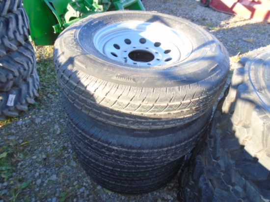 (4) New 235/80R16 Trailer Tires On 6 Bolt Rims