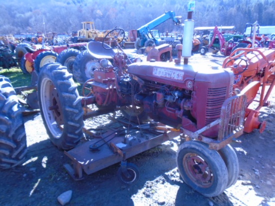 Farmall Super C Antique Tractor w/ Woods Bely Mower, Excellent Firestone 11