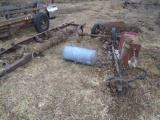 Scrap Lot: Frame, Axles, Fuel Tank, Chain Link Fence