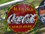 Ice Cold Coca-Cola Sold Here Sign, New Reproduction