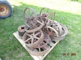 Pallet Of Old Wheels & Pulleys