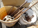 2 Buckets Of Misc, Small Animal Traps, Block & Tackle, Etc