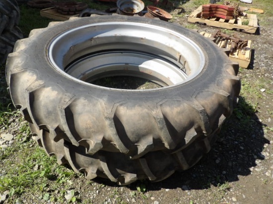 (2X) Like New Firestone 12.4-38 Tires On Drop Center Rims, Will Fit A Large