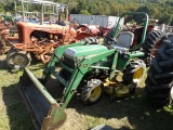 John Deere 755 4wd Compact Tractor w/ 52 Loader & Mid Mount Mower, Ag Tires