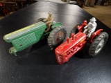 Oliver 77 & Massey Harris 44 Tractors w/ Men, Missing Front Ends