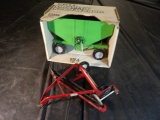 1/16 Green Gravity Wagon & Red Hay Rake