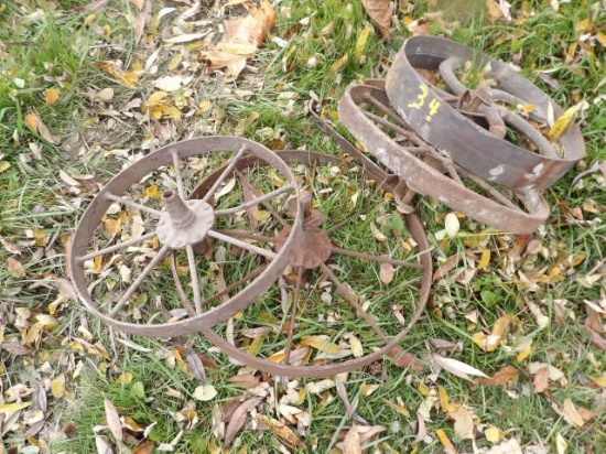 (4) Small Antique Steel Wheels