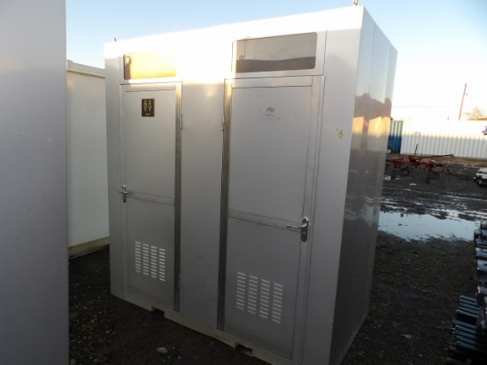 2 Stall Portajohn, Light Duty, Welds Holding The Door Hinges Are Broken And