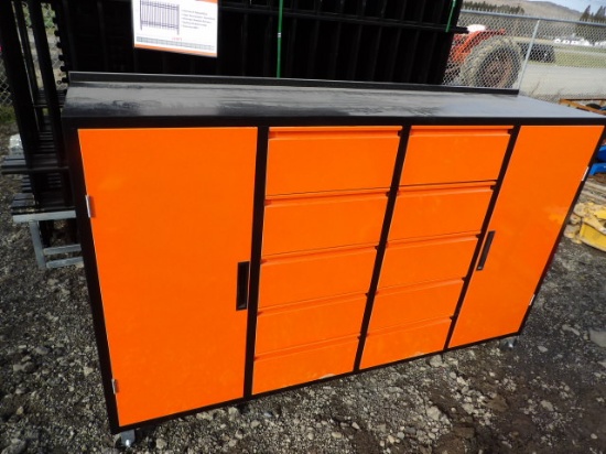10 Drawer Cabinent w/ 2 Side Doors, Full Of New Tools